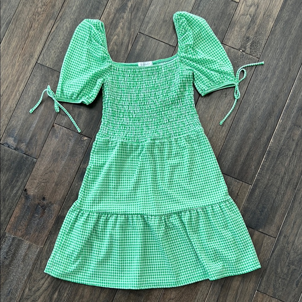 TopShop Green Gingham Dress - size 6